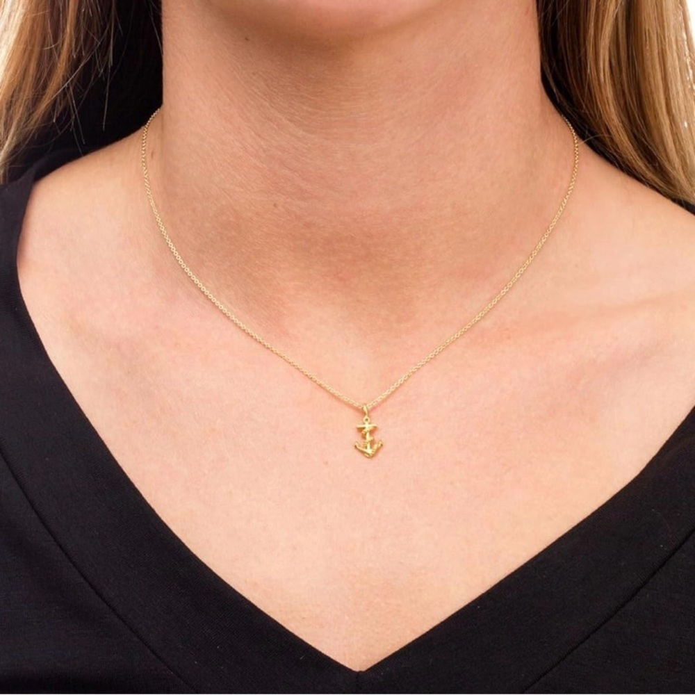 Gold Anchor Pendant Necklace NWT - Picture 3 of 5